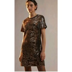 NWT Anthropologie Do+Be Andi Sequined Tee Dress‎ - Size Small